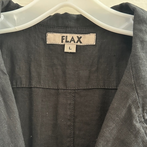 Flax Black 100% Linen Blazer Jacket Women’s Large Lightweight Breathable Casual - Picture 6 of 11